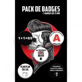 Pack de 5 Badges SLOGANS - Sexe et Alcool