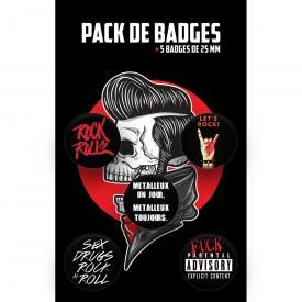 Pack de 5 Badges SLOGANS - Rock et Metal