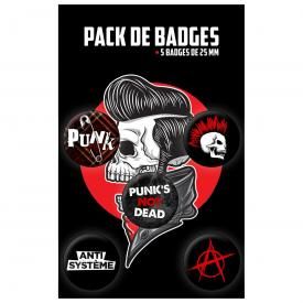 Pack de 5 Badges PUNK - Not Dead