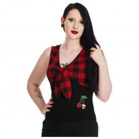 Top Femme BANNED - Check And Cherry Skull
