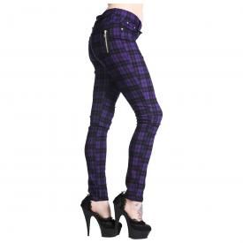 Pantalon Femme BANNED - Purple Check Skinny
