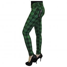 Pantalon Femme BANNED - Green Check Skinny