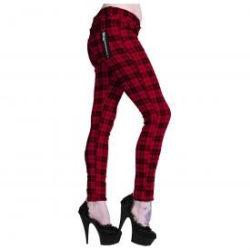 Pantalon Femme BANNED - Red Check Skinny