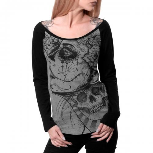 Tee Shirt Manches Longues Femme HYRAW - Skeleton - Rock A Gogo