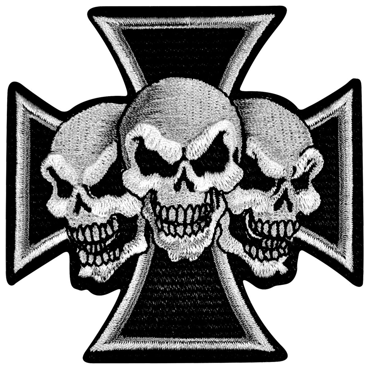 Patch TÊTE DE MORT - War Cross 3 Skulls - Rock A Gogo