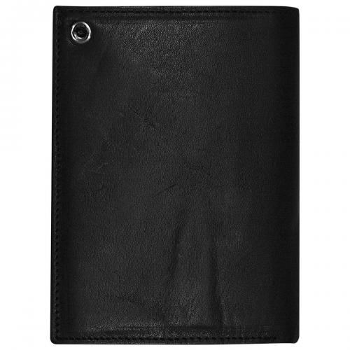 Hommes Biker Portefeuille noir en cuir portefeuille avec poche monnaie et de sécurité chaîne en métal UK 