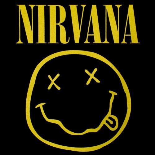 Nirvana T Shirt Smiley Fleur sous licence officielle Hommes Noir Kurt Rock Merch Neuf
