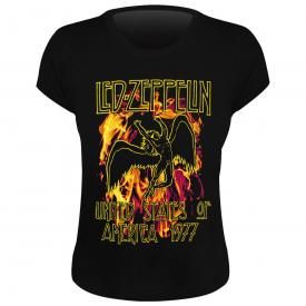 Tee Shirt Femme LED ZEPPELIN - Black Flames
