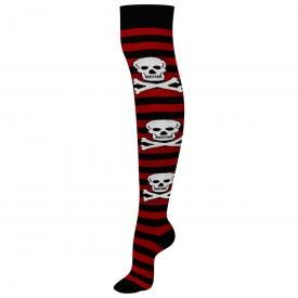 Chaussettes Longues MACAHEL - Red Stripes Skull