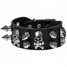 Bracelet CUIR - Spikes & Skulls